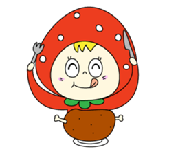 red strawberry girl sticker #4771036