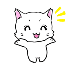 A white cat,a little,little bird sticker #4771626