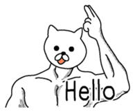 Muscle white cat English version sticker #4783584