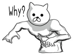 Muscle white cat English version sticker #4783587