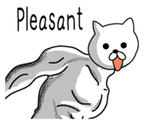 Muscle white cat English version sticker #4783590