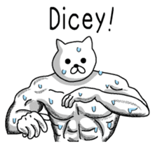 Muscle white cat English version sticker #4783592