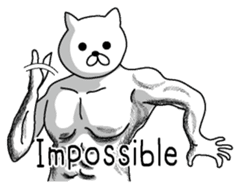 Muscle white cat English version sticker #4783602