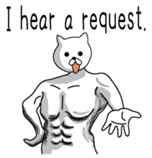 Muscle white cat English version sticker #4783605