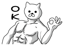 Muscle white cat English version sticker #4783610
