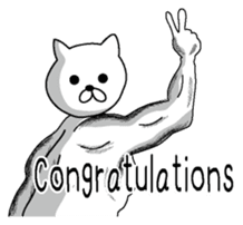 Muscle white cat English version sticker #4783618