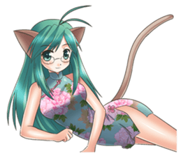 the Sticker of the Girl of a cat ear sticker #4800623