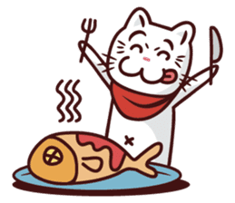 The stories of Kiki the funny white cat sticker #4802542