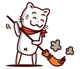 The stories of Kiki the funny white cat sticker #4802543
