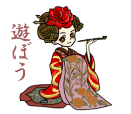 Kimono Japanese-style beautiful woman sticker #4803051
