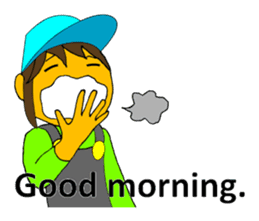 A cheerful girl working at a fish market sticker #4819042