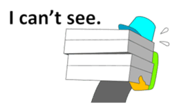 A cheerful girl working at a fish market sticker #4819045