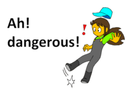 A cheerful girl working at a fish market sticker #4819046