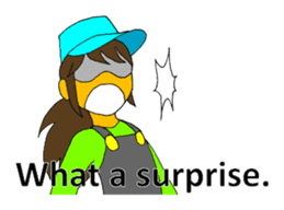 A cheerful girl working at a fish market sticker #4819050