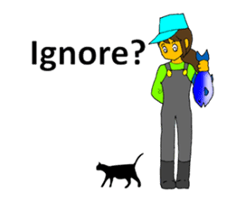 A cheerful girl working at a fish market sticker #4819057