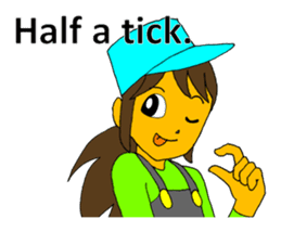 A cheerful girl working at a fish market sticker #4819061