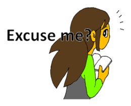 A cheerful girl working at a fish market sticker #4819065