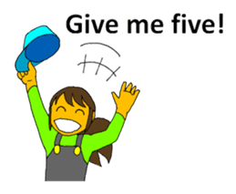 A cheerful girl working at a fish market sticker #4819072