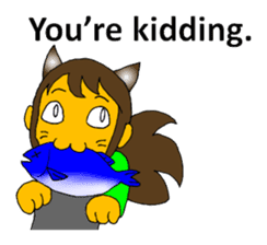 A cheerful girl working at a fish market sticker #4819076