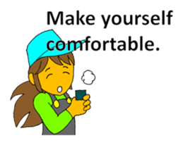 A cheerful girl working at a fish market sticker #4819077