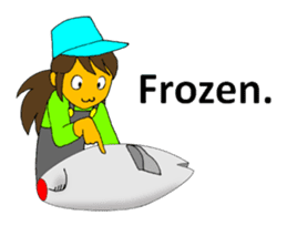 A cheerful girl working at a fish market sticker #4819078