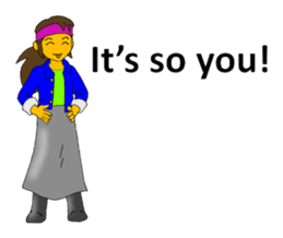 A cheerful girl working at a fish market sticker #4819079