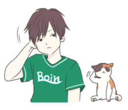 Cat and boy sticker #4819358