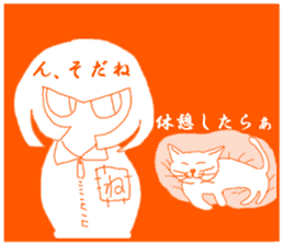 Girl and Cat(Orange Edition) sticker #4827379