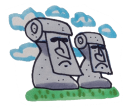 Moai and the fusion of the toilet paper. sticker #4829611