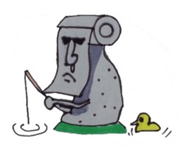 Moai and the fusion of the toilet paper. sticker #4829614