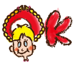 cute cute colorful crayon girl English sticker #4835305