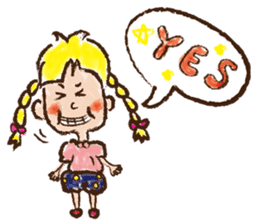 cute cute colorful crayon girl English sticker #4835306