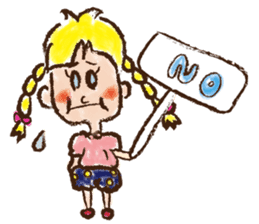 cute cute colorful crayon girl English sticker #4835307