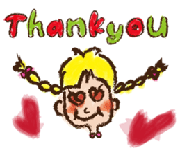 cute cute colorful crayon girl English sticker #4835308