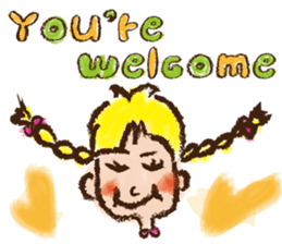 cute cute colorful crayon girl English sticker #4835309