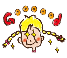 cute cute colorful crayon girl English sticker #4835310