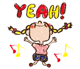 cute cute colorful crayon girl English sticker #4835311