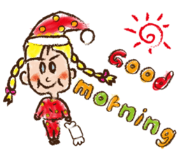 cute cute colorful crayon girl English sticker #4835312