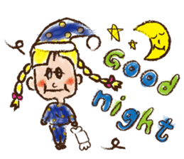 cute cute colorful crayon girl English sticker #4835313