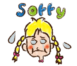 cute cute colorful crayon girl English sticker #4835314