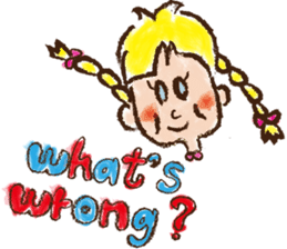 cute cute colorful crayon girl English sticker #4835317