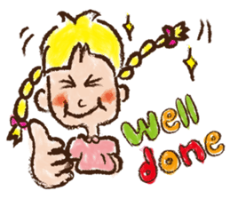 cute cute colorful crayon girl English sticker #4835318