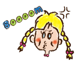 cute cute colorful crayon girl English sticker #4835319