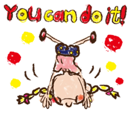 cute cute colorful crayon girl English sticker #4835320