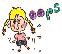 cute cute colorful crayon girl English sticker #4835321