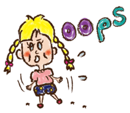 cute cute colorful crayon girl English sticker #4835321