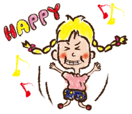 cute cute colorful crayon girl English sticker #4835322