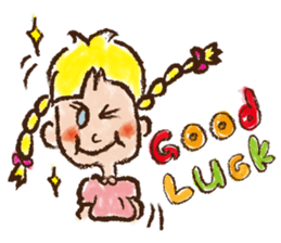 cute cute colorful crayon girl English sticker #4835323