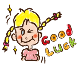 cute cute colorful crayon girl English sticker #4835323