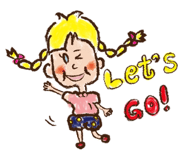 cute cute colorful crayon girl English sticker #4835325